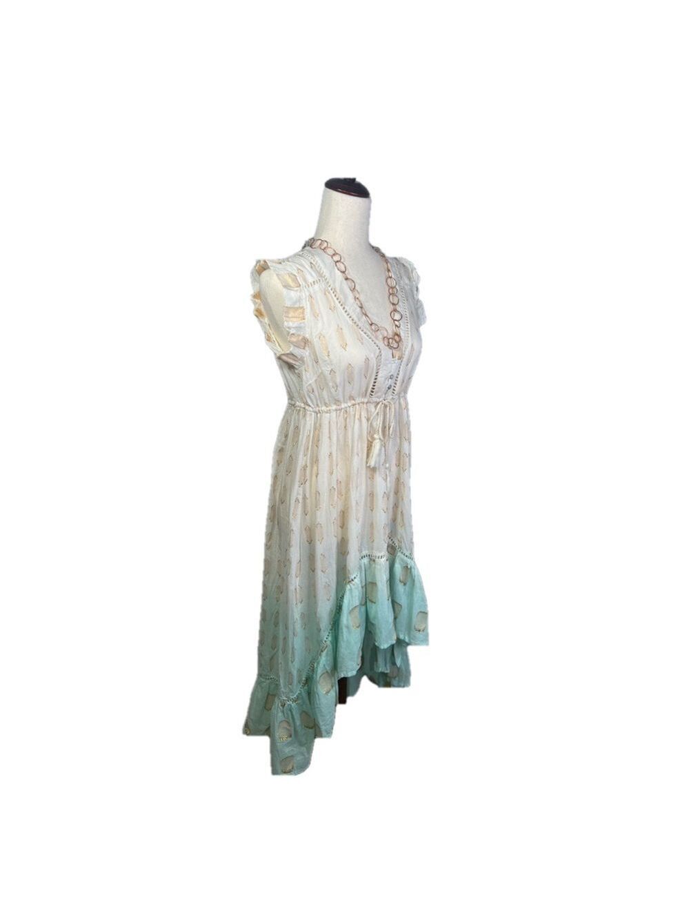 #127 $136 Retail Aqua Cotton High Low Cover Up